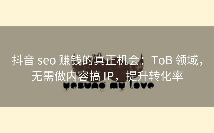 抖音 seo 赚钱的真正机会：ToB 领域，无需做内容搞 IP，提升转化率