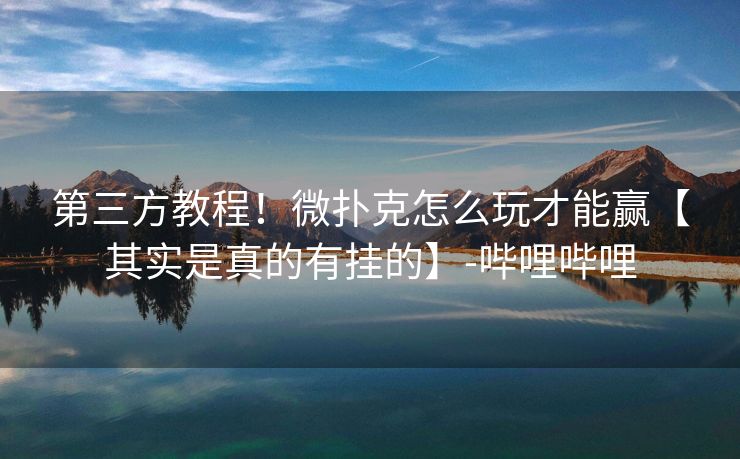 第三方教程！微扑克怎么玩才能赢【其实是真的有挂的】-哔哩哔哩