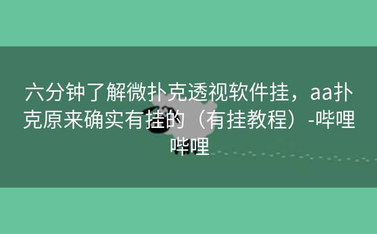 六分钟了解微扑克透视软件挂，aa扑克原来确实有挂的（有挂教程）-哔哩哔哩
