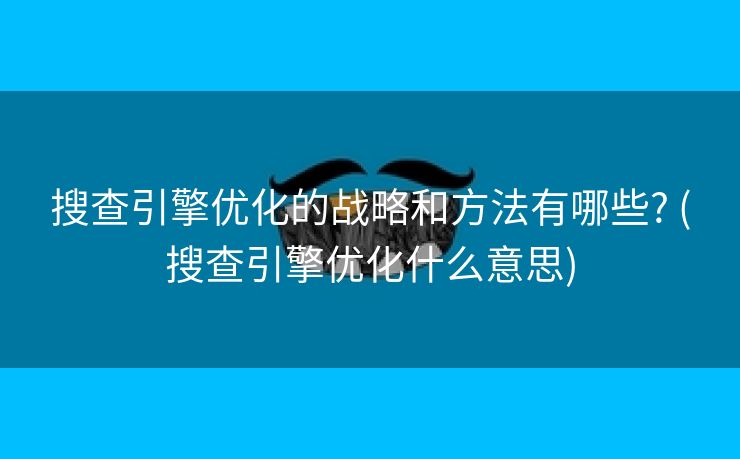 搜查引擎优化的战略和方法有哪些? (搜查引擎优化什么意思)