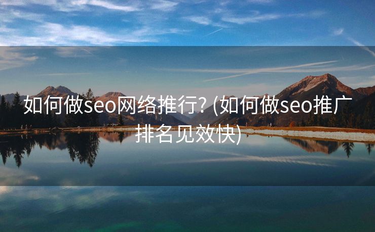 如何做seo网络推行? (如何做seo推广排名见效快)