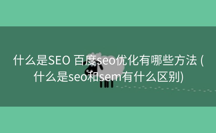 什么是SEO 百度seo优化有哪些方法 (什么是seo和sem有什么区别)