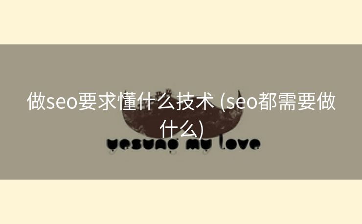 做seo要求懂什么技术 (seo都需要做什么)