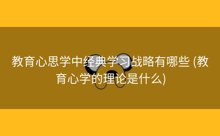 教育心思学中经典学习战略有哪些 (教育心学的理论是什么)
