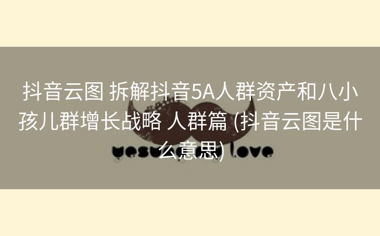 抖音云图 拆解抖音5A人群资产和八小孩儿群增长战略 人群篇 (抖音云图是什么意思)