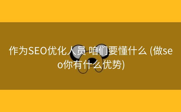 作为SEO优化人员 咱们要懂什么 (做seo你有什么优势)