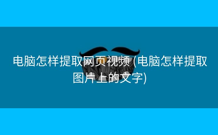 电脑怎样提取网页视频 (电脑怎样提取图片上的文字)