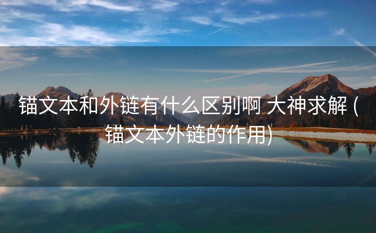 锚文本和外链有什么区别啊 大神求解 (锚文本外链的作用)