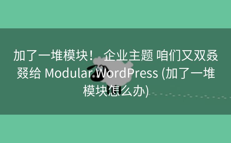 加了一堆模块！ 企业主题 咱们又双叒叕给 Modular WordPress (加了一堆模块怎么办)
