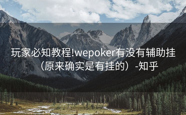 玩家必知教程!wepoker有没有辅助挂（原来确实是有挂的）-知乎