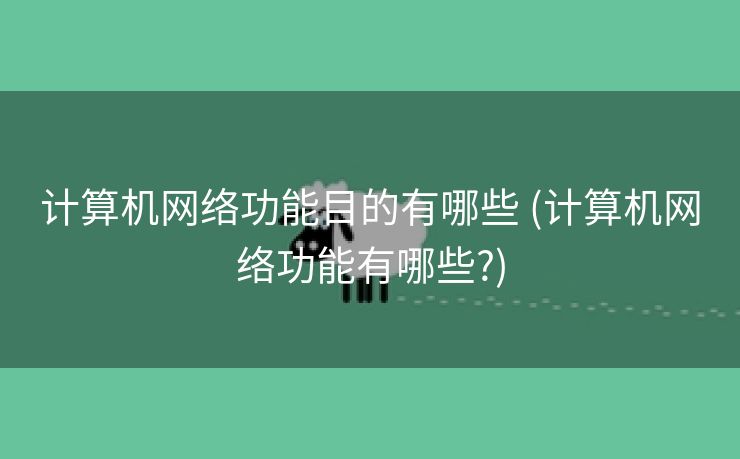计算机网络功能目的有哪些 (计算机网络功能有哪些?)