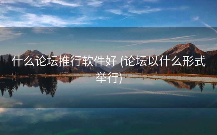 什么论坛推行软件好 (论坛以什么形式举行)