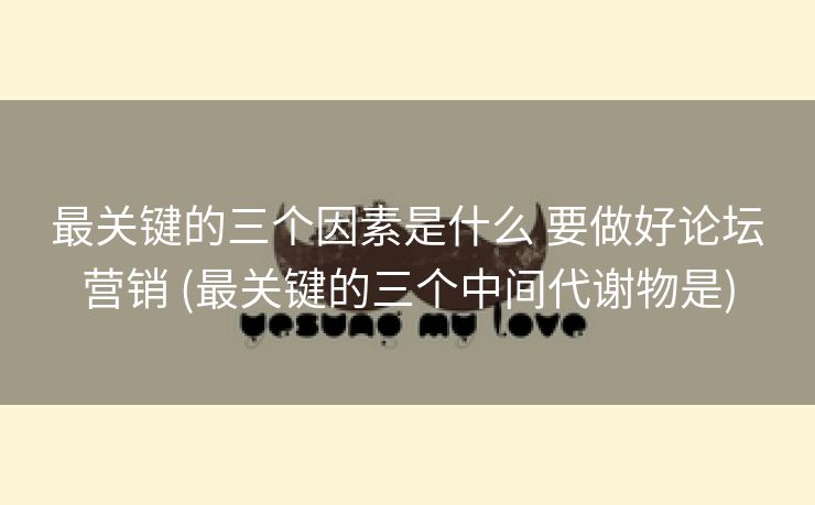 最关键的三个因素是什么 要做好论坛营销 (最关键的三个中间代谢物是)