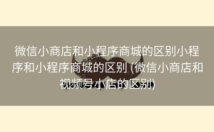 微信小商店和小程序商城的区别小程序和小程序商城的区别 (微信小商店和视频号小店的区别)