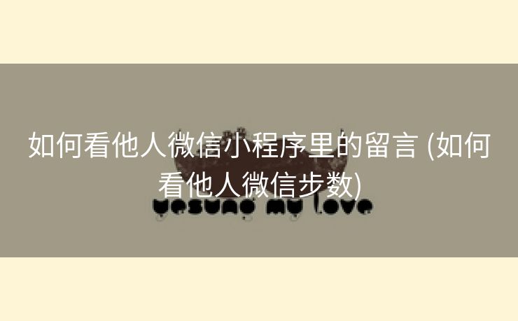 如何看他人微信小程序里的留言 (如何看他人微信步数)