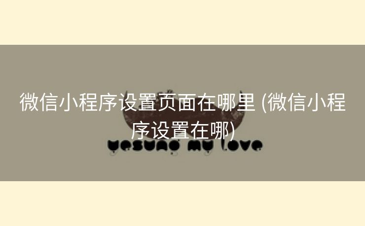 微信小程序设置页面在哪里 (微信小程序设置在哪)