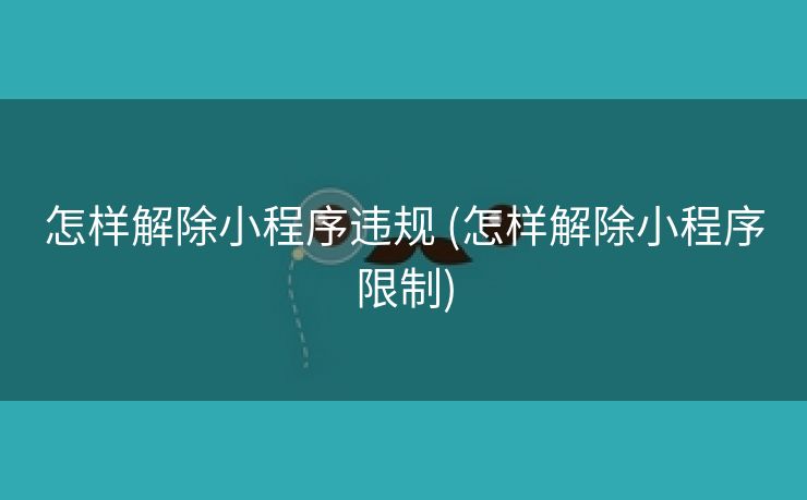 怎样解除小程序违规 (怎样解除小程序限制)