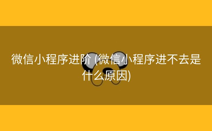 微信小程序进阶 (微信小程序进不去是什么原因)
