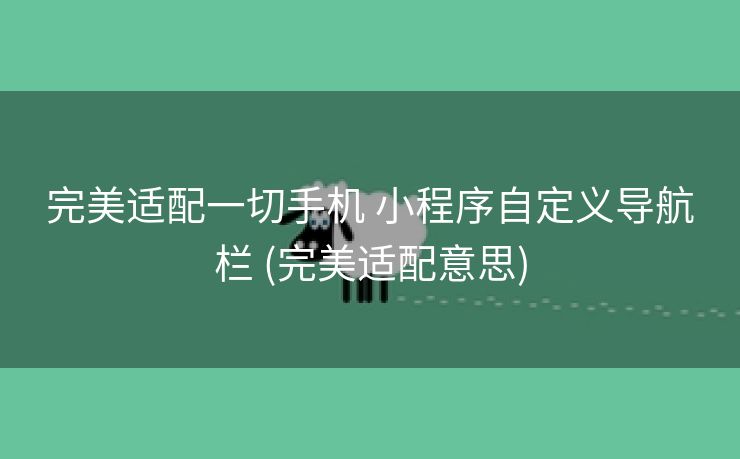 完美适配一切手机 小程序自定义导航栏 (完美适配意思)