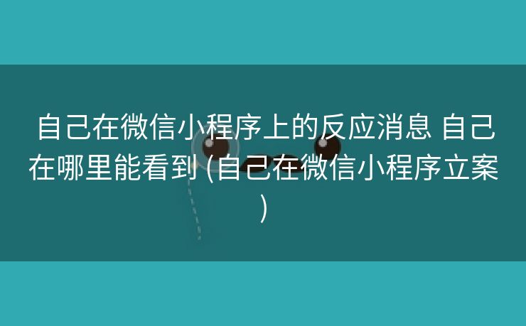 自己在微信小程序上的反应消息 自己在哪里能看到 (自己在微信小程序立案)