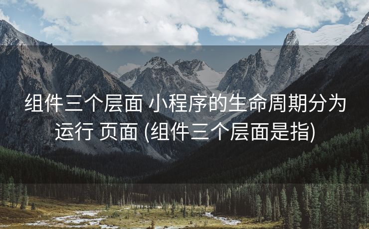 组件三个层面 小程序的生命周期分为运行 页面 (组件三个层面是指)