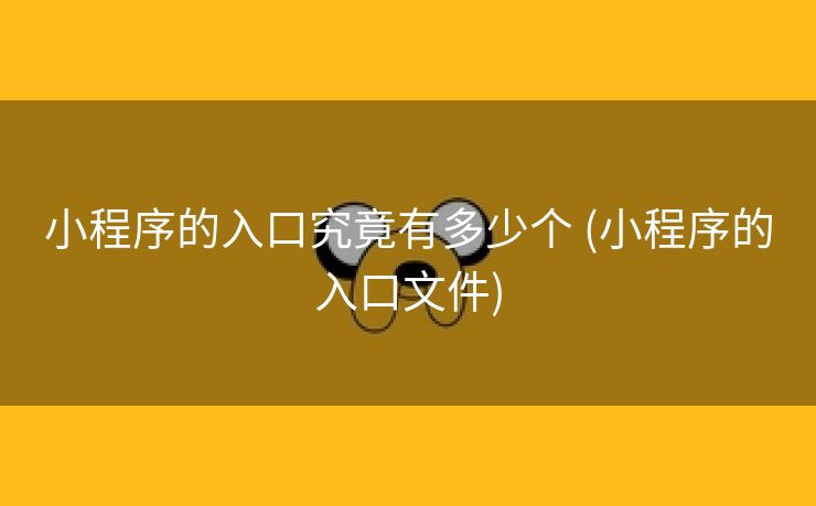 小程序的入口究竟有多少个 (小程序的入口文件)