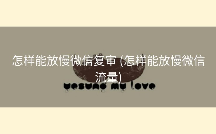 怎样能放慢微信复审 (怎样能放慢微信流量)