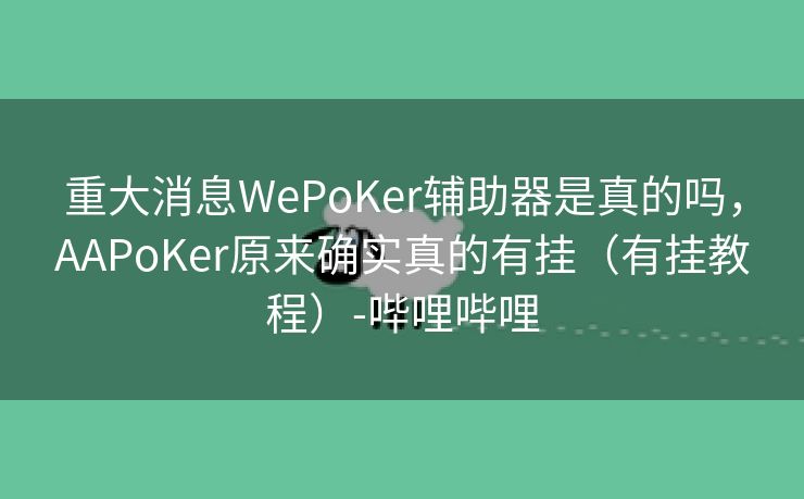 重大消息WePoKer辅助器是真的吗，AAPoKer原来确实真的有挂（有挂教程）-哔哩哔哩