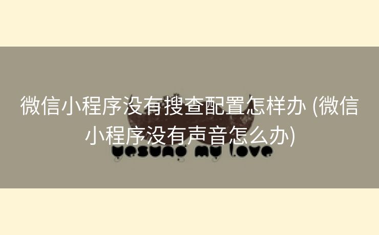 微信小程序没有搜查配置怎样办 (微信小程序没有声音怎么办)