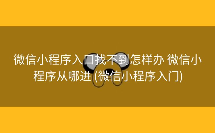 微信小程序入口找不到怎样办 微信小程序从哪进 (微信小程序入门)