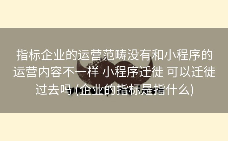 指标企业的运营范畴没有和小程序的运营内容不一样 小程序迁徙 可以迁徙过去吗 (企业的指标是指什么)