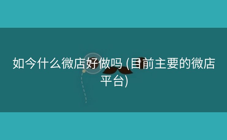 如今什么微店好做吗 (目前主要的微店平台)