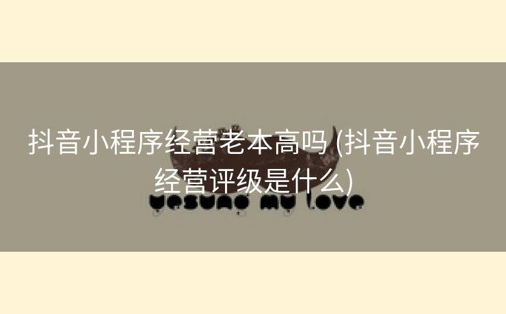 抖音小程序经营老本高吗 (抖音小程序经营评级是什么)