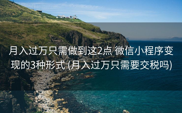 月入过万只需做到这2点 微信小程序变现的3种形式 (月入过万只需要交税吗)