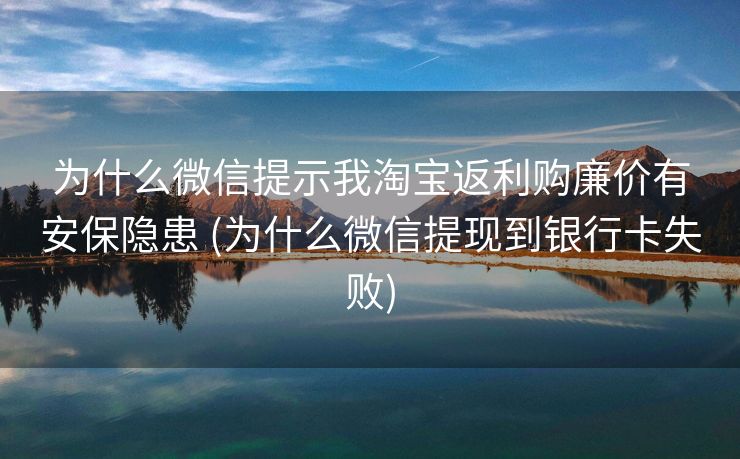 为什么微信提示我淘宝返利购廉价有安保隐患 (为什么微信提现到银行卡失败)