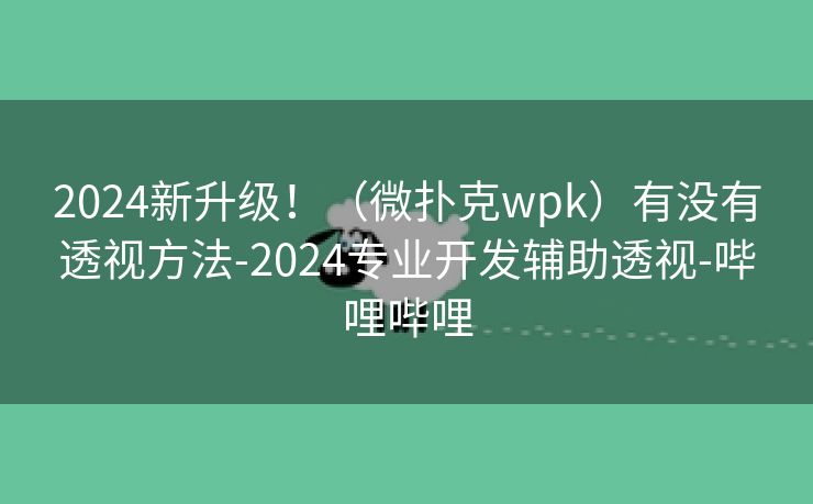 2024新升级！（微扑克wpk）有没有透视方法-2024专业开发辅助透视-哔哩哔哩