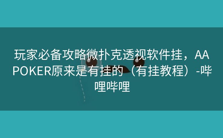 玩家必备攻略微扑克透视软件挂，AAPOKER原来是有挂的（有挂教程）-哔哩哔哩