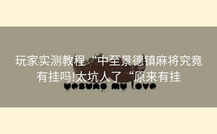 玩家实测教程“中至景德镇麻将究竟有挂吗!太坑人了“原来有挂
