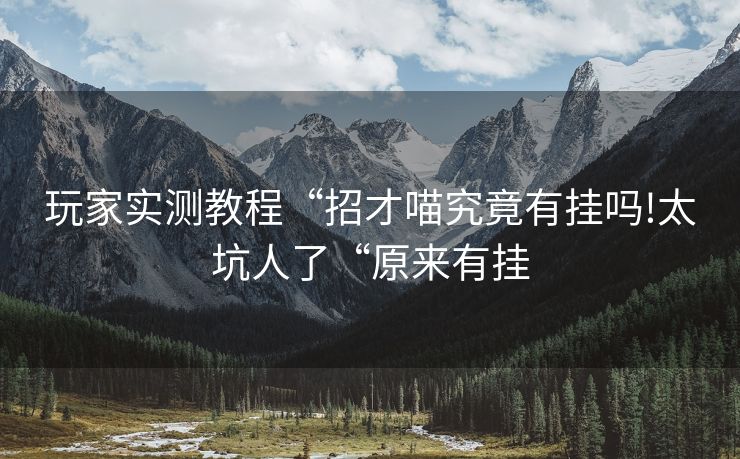 玩家实测教程“招才喵究竟有挂吗!太坑人了“原来有挂