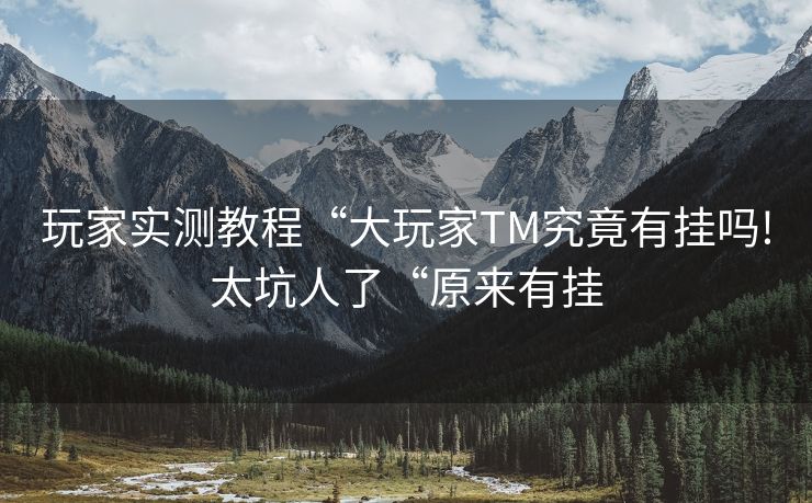 玩家实测教程“大玩家TM究竟有挂吗!太坑人了“原来有挂 玩家实测教程“大玩家TM究竟有挂吗!太坑人了“原来有挂