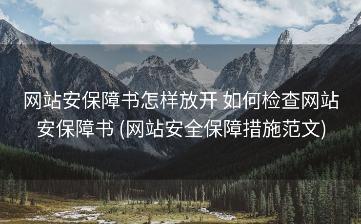 网站安保障书怎样放开 如何检查网站安保障书 (网站安全保障措施范文)