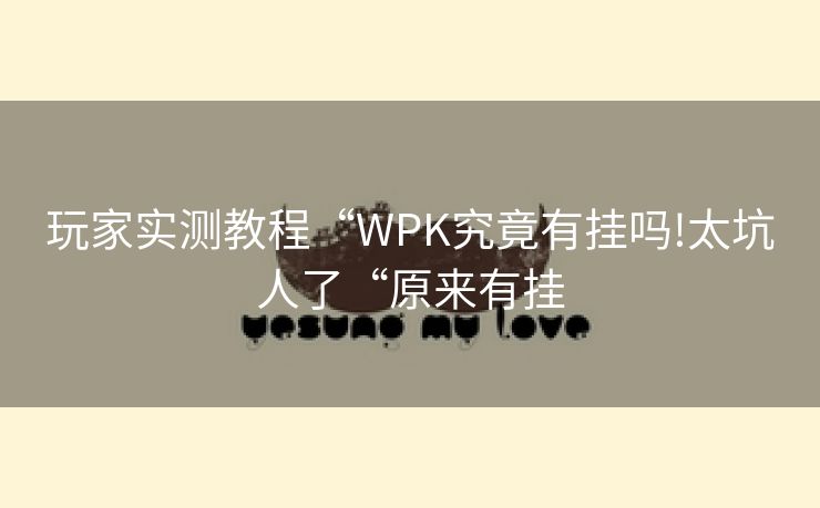 玩家实测教程“WPK究竟有挂吗!太坑人了“原来有挂