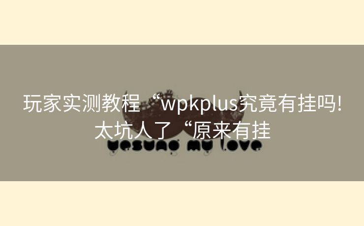 玩家实测教程“wpkplus究竟有挂吗!太坑人了“原来有挂