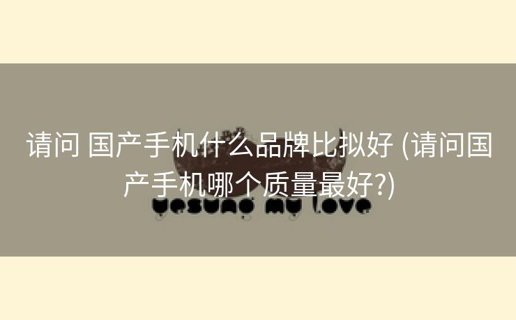 请问 国产手机什么品牌比拟好 (请问国产手机哪个质量最好?)