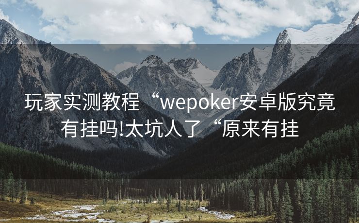 玩家实测教程“wepoker安卓版究竟有挂吗!太坑人了“原来有挂 玩家实测教程“wepoker安卓版究竟有挂吗!太坑人了“原来有挂