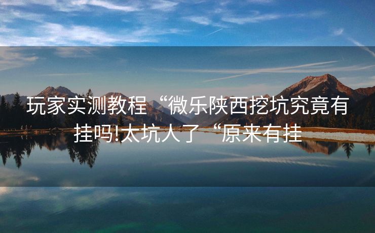 玩家实测教程“微乐陕西挖坑究竟有挂吗!太坑人了“原来有挂