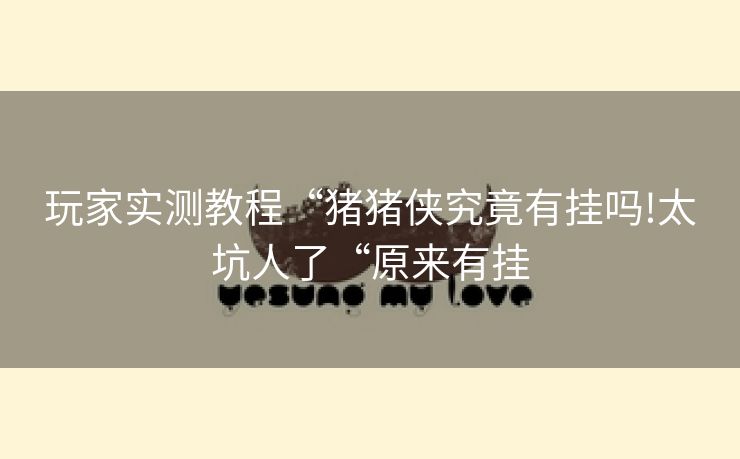玩家实测教程“猪猪侠究竟有挂吗!太坑人了“原来有挂