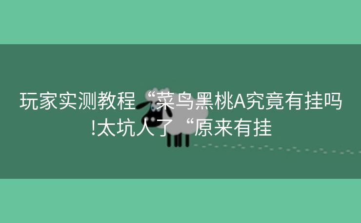 玩家实测教程“菜鸟黑桃A究竟有挂吗!太坑人了“原来有挂