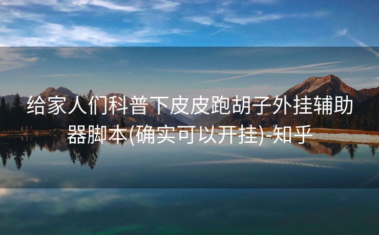 给家人们科普下皮皮跑胡子外挂辅助器脚本(确实可以开挂)-知乎