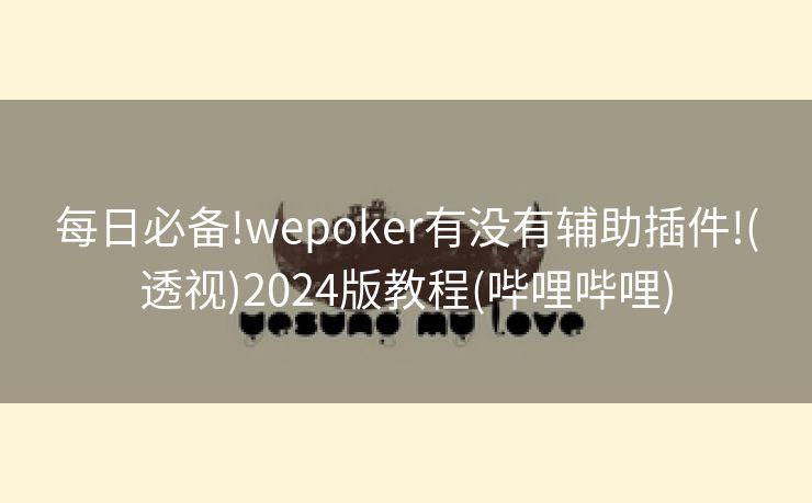 每日必备!wepoker有没有辅助插件!(透视)2024版教程(哔哩哔哩)